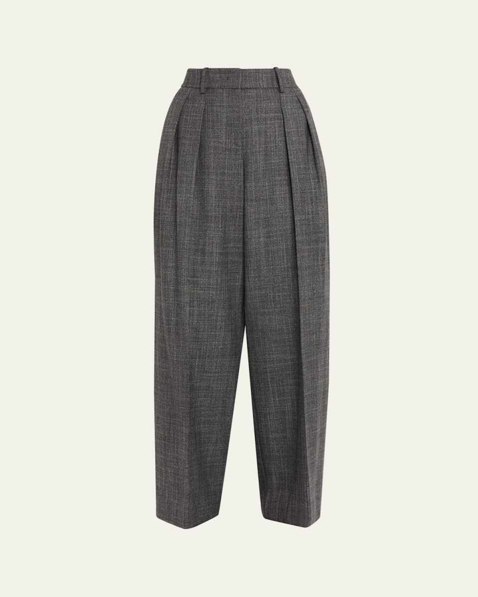 Pleated Slouch Wide-Leg Trousers